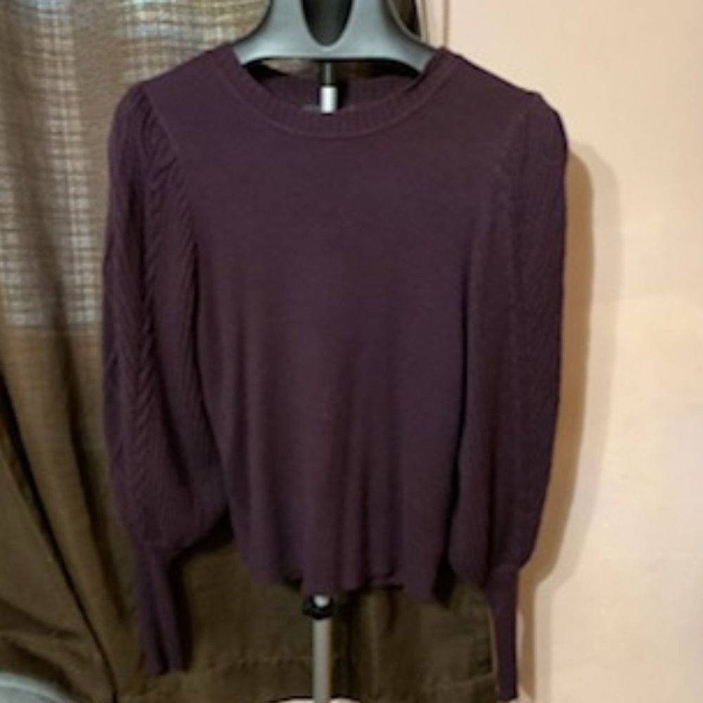 Express Cable Knit Puff Sleeve Sweater